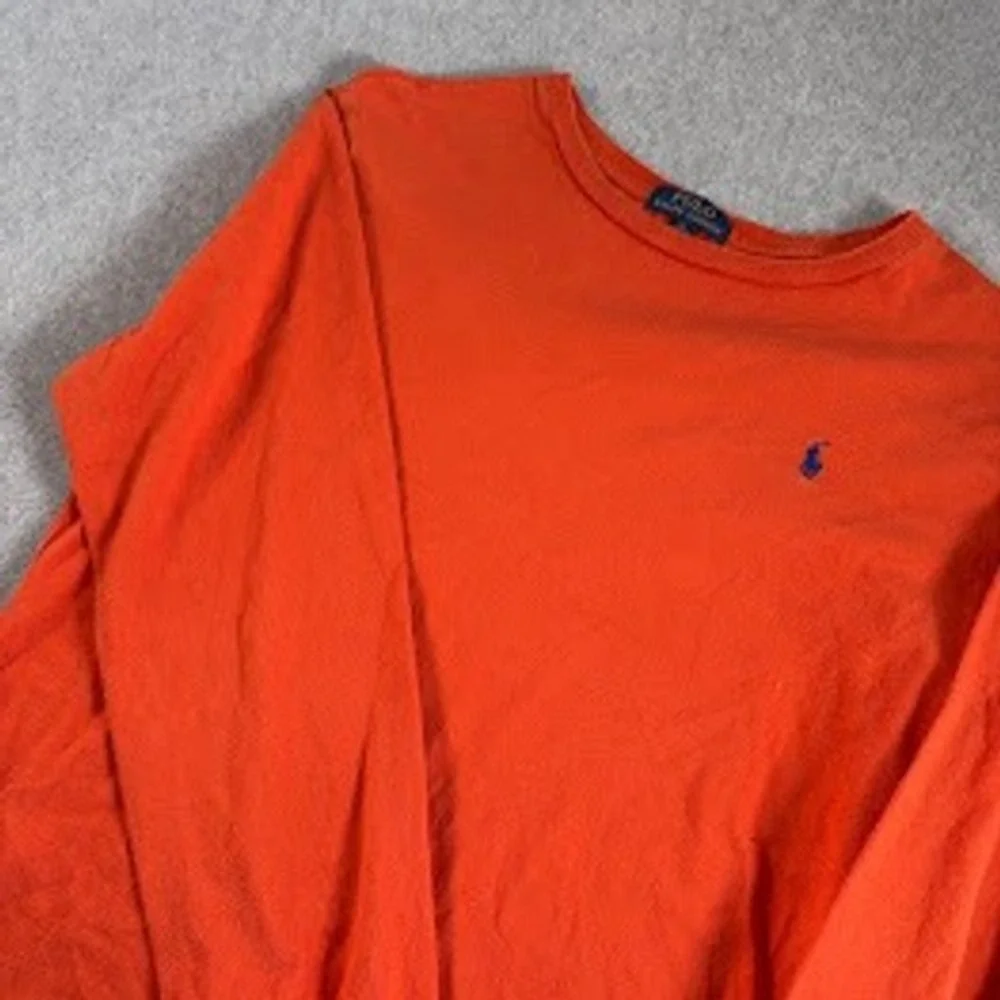 Polo Ralph Lauren Long Sleeve T-Shirt Boys XL Orange Solid Blue Pony Logo Tee